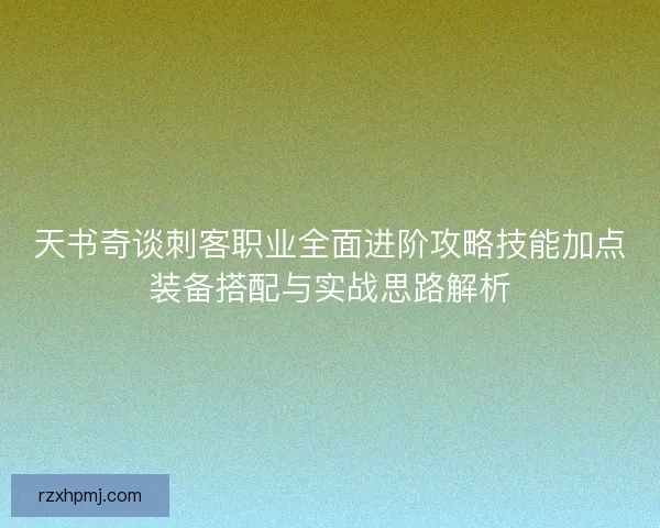 天书奇谈刺客职业全面进阶攻略技能加点装备搭配与实战思路解析 天书奇谈刺客职业全面进阶攻略技能加点装备搭配与实战思路解析
